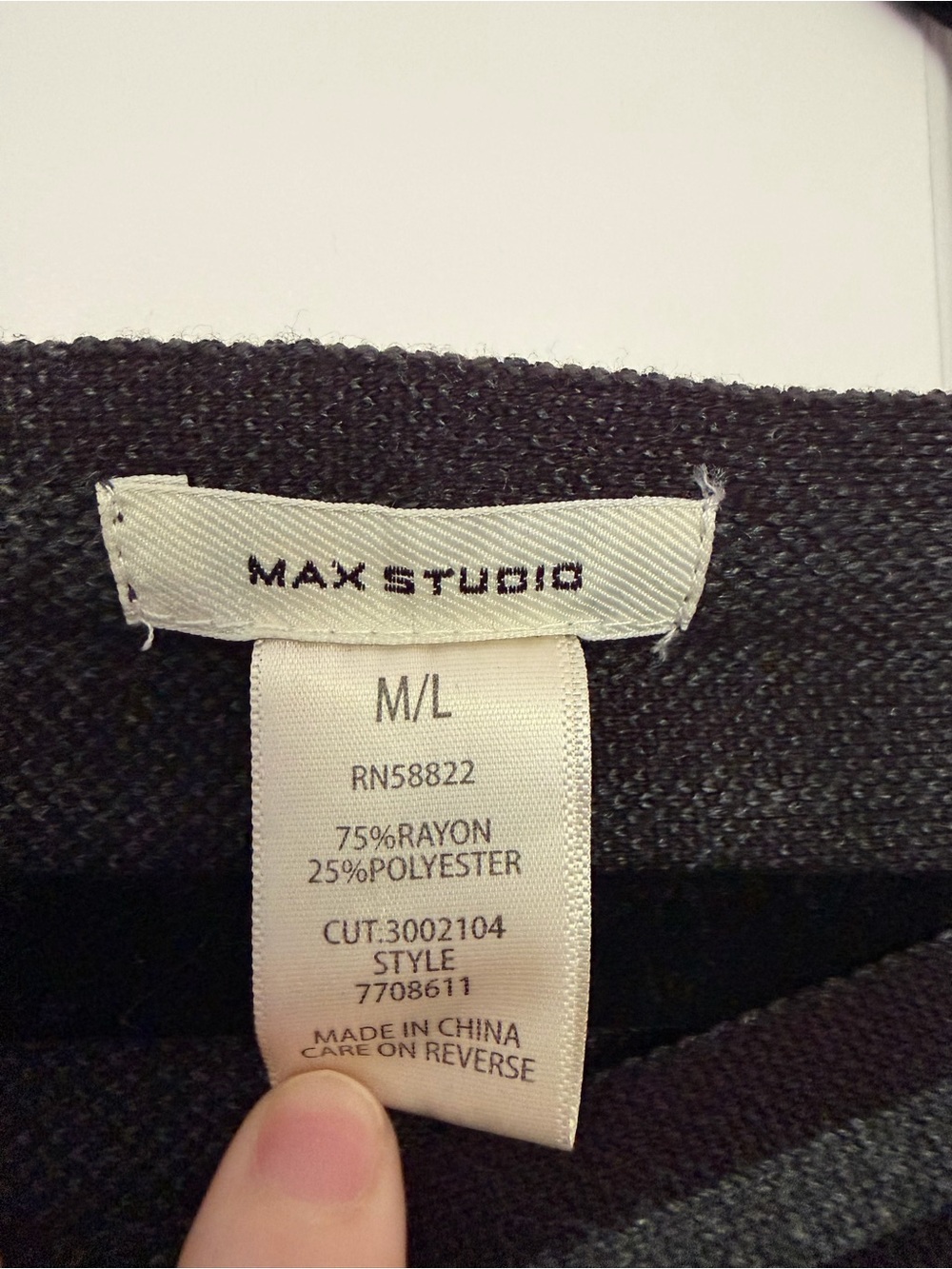 Max Studio Black Skirt with Gray Stripes - Picture 3 of 4
